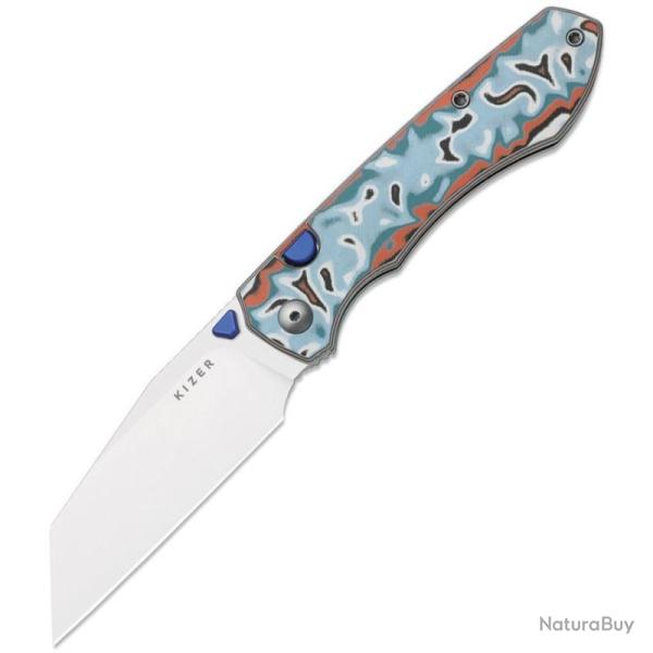 Couteau Kizer Wharning Lame Acier N690 Manche Micarta Multicolore Verrouillage Liner Lock KIV3738BW4