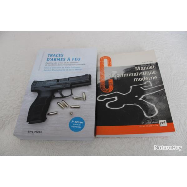 Lot 2 livres traces d'armes � feu et investigation criminelle
