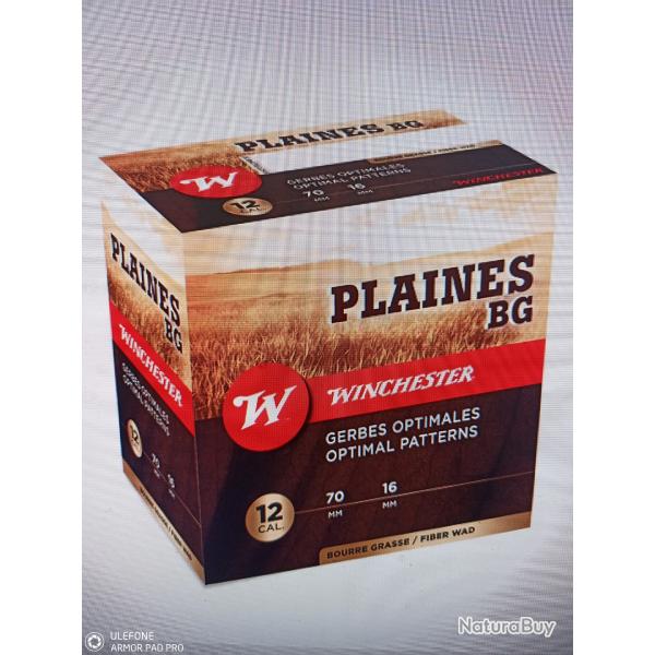 Winchester plaines bourre grasse sp�cial fibre 12/70 36gr 25 munitions
