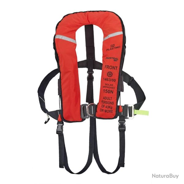 Gilet gonflable Solas Austral 180 auto PVC orange avec harnais, sous - Ref 65336 - EAN 3162420653369