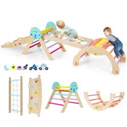 Lot de 1 cadre d'escalade pliable 281 x 66 x 53 cm 8 en 1 amusant et &eacute;ducatif style Montessori en b