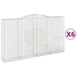 Paniers &agrave; gabions cl&ocirc;ture cage mur de sout&egrave;nement arqu&eacute;s 6 pcs 400 x 50 x 220/240 cm fer galvanis&eacute;