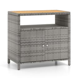 Armoire de rangement exterieur 90 x 53 x 86 cm grand espace de rangement design &eacute;l&eacute;gant en rotin gr
