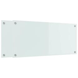 Lot de 2 dosserets de cuisine modernes 90 x 40 cm durables et thermor&eacute;sistants en verre tremp&eacute; blan