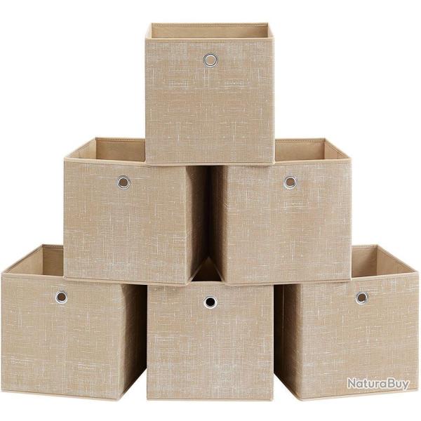 Lot de 6 bo�tes de rangement pliables pour jouets v�tements 30 x 30 x 30 cm en tissu non-tiss� beig
