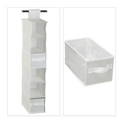Etag&egrave;re suspendue rangement pratique armoire 82 x 14,5 x 30 cm en toile gris 13_0005874