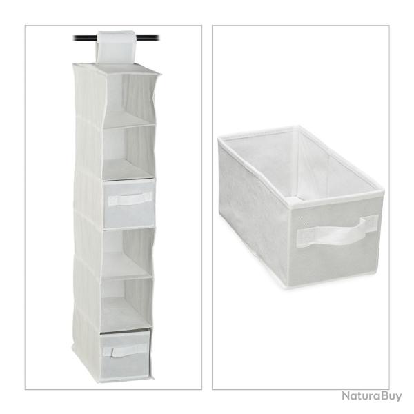 Etag�re suspendue rangement pratique armoire 82 x 14,5 x 30 cm en toile gris 13_0005874