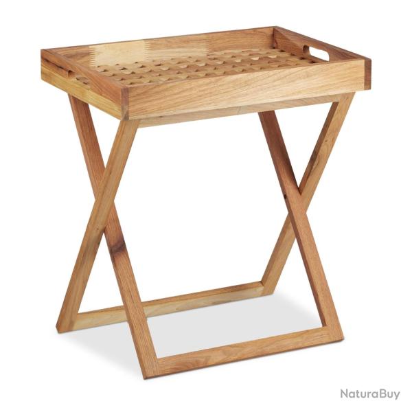 Table d'appoint pliante avec plateau amovible 60 x 40 x 40 cm pratique et �l�gante en bois de noyer