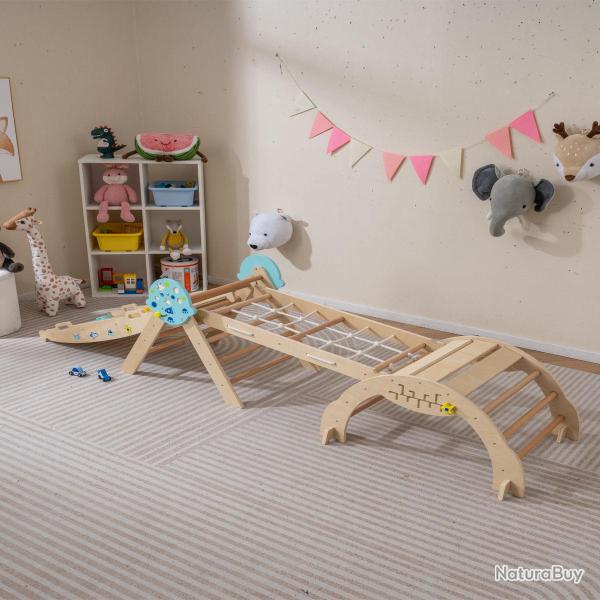 Lot de 1 kit d'escalade 8-en-1 pour b�b�s 281 x 66 x 58,5 cm s�curit� optimale ambiance cosy en boi