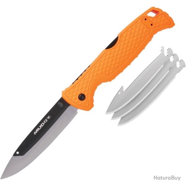 Couteau Muddy SWAP Pack 3 Lame Acier 420J2 Manche GFN Orange Lockback MUDFL35RB3Z