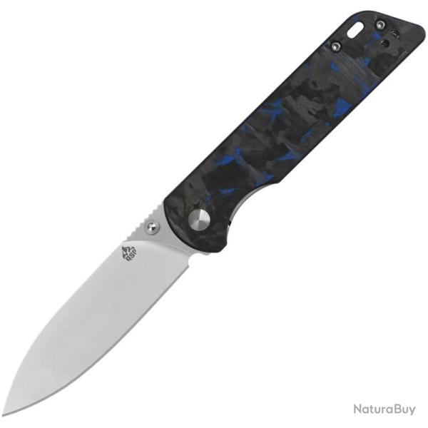 Couteau QSP Parrot V2 Lame Acier D2 Manche G10/Carbone Noir/Bleu Linerlock QS102V2H