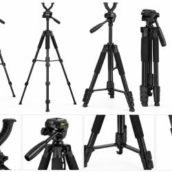 Tr&eacute;pied de Chasse pour Fusil de tir 50.8cm x 177.8cm Support Carabine Chasse Rotation 360&deg;