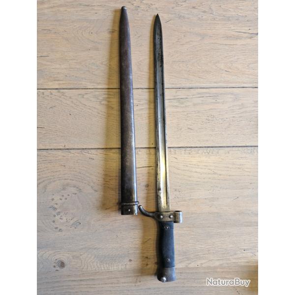 Baionette Berthier Mod�le 1892 du 2�me type au num�ro, quillon raccourci