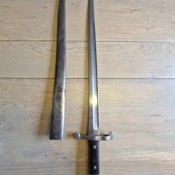 Ba&iuml;onnette Steyr mod&egrave;le 1886 avec son fourreau pour le fusil Kropatschek, contrat Portugal