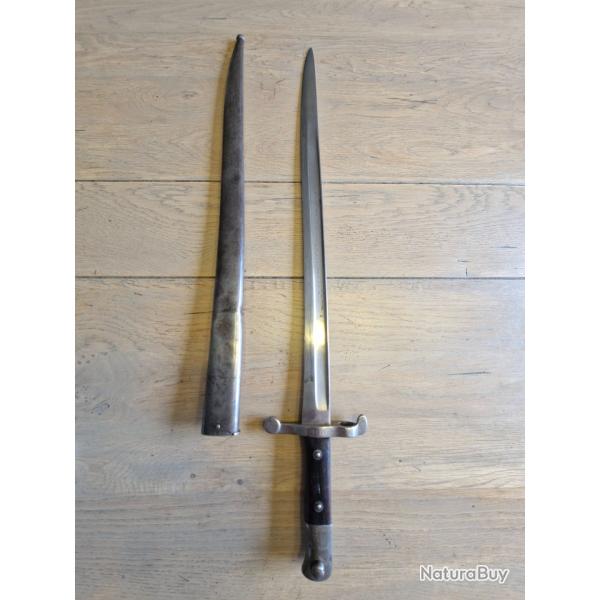 Ba�onnette Steyr mod�le 1886 avec son fourreau pour le fusil Kropatschek, contrat Portugal