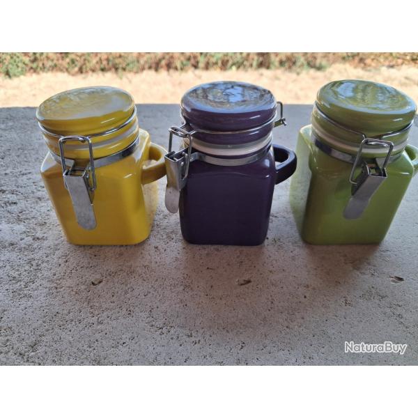 LOT DE 3 JOLIS POTS A MOUTARDE