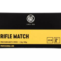 Lot de 10x 50 balles RIFLE MATCH Cal. 22LR 40 GRS RWS