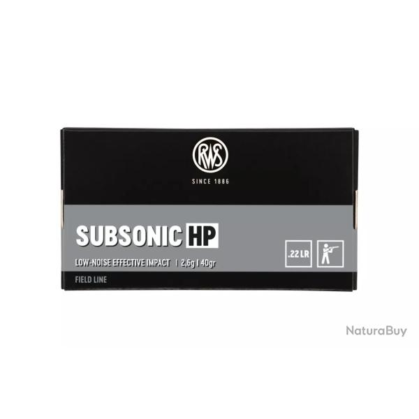Lot de 10x 50 balles SUBSONIC HP 22LR 40GRS RWS