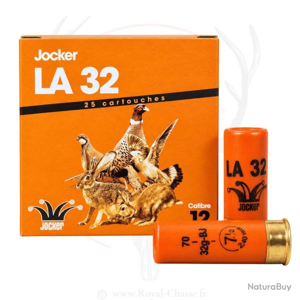 Lot de 10x 25 cartouches LA 32 Cal.12/70 Orange JOCKER 7.5