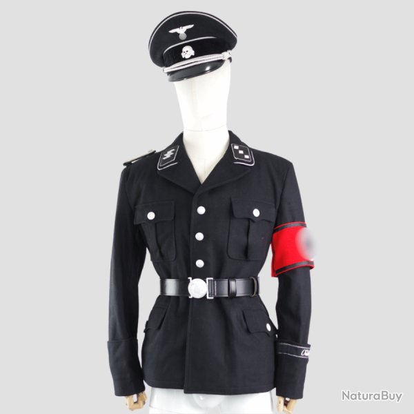 Veste Noire M32 d'Officier SS � Leibstandarte � - Drap de Laine - Reproduction L