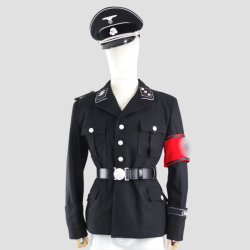 Veste Noire M32 d'Officier SS &laquo; Leibstandarte &raquo; - Drap de Laine - Reproduction M