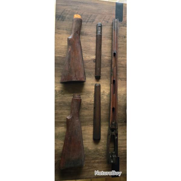 Lee enfield lot complet crosses, fut, visserie, deux hausses, plaque de couche etc.