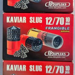 Lot de 3 boites de 10 cartouches DUPLEK KAVIAR Slugs frangible CAL.12/70