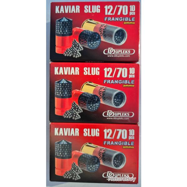 Lot de 3 boites de 10 cartouches DUPLEK KAVIAR Slugs frangible CAL.12/70