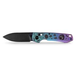 Couteau Vosteed Raccoon TiSlim Halloween Lame Acier 154CM Manche Titane Bleu/Violet Cross VOSA4516