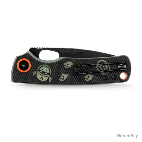 Couteau Vosteed Porcupine Halloween Lame Acier 14C28N Manche G10 Noir/Vert Top Liner Lock VOSA2630