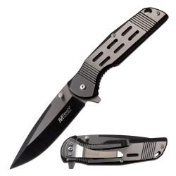 Couteau Pliant MTech A1019 Lame Acier 3Cr13 Manche Acier Noir Argent Framelock A/O MTA1019BK