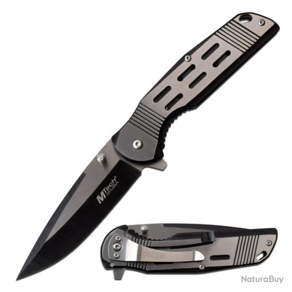 Couteau Pliant MTech A1019 Lame Acier 3Cr13 Manche Acier Noir Argent Framelock A/O MTA1019BK