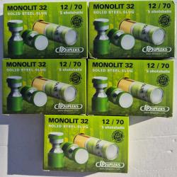 Lot de 5 boites de 5 cartouches Balles Dupleks Monolit 32 - Cal. 12/70