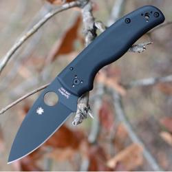 Couteau Spyderco Shaman Black Plain Lame Acier CPM-S30V Manche G-10 Made USA SC229GPBK