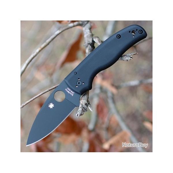 Couteau Spyderco Shaman Black Plain Lame Acier CPM-S30V Manche G-10 Made USA SC229GPBK