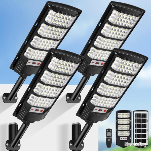Lot de 4 Lampadaires Solaires SENDALE 600W LED - D�tecteur Mouvement IP66 - T�l�commande