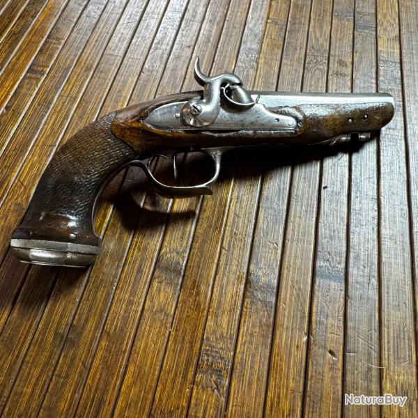 Ancien pistolet � silex transform� � percussion - XVIIIe / d�but XIXe si�cle