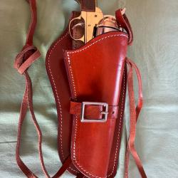 Holster et ceinturon western en cuir fait main - Neuf -
