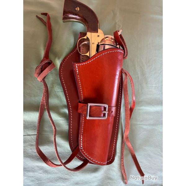 Holster et ceinturon western en cuir fait main - Neuf -