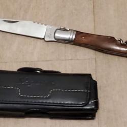 Couteau Laguiole avec &eacute;tui en cuire de Thiers (France) neuf