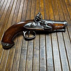 Pistolet de Voyage / Poche &agrave; Silex Tromblonn&eacute; XVIIIe -
