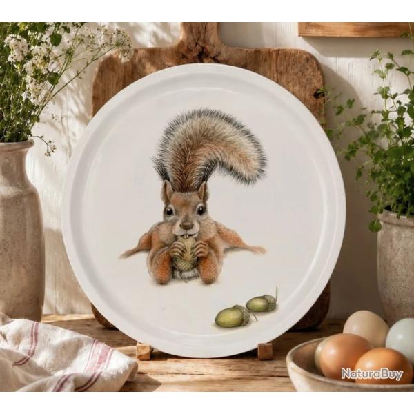 Plateau rond �cureuil �36cm Charlotte Nicolin