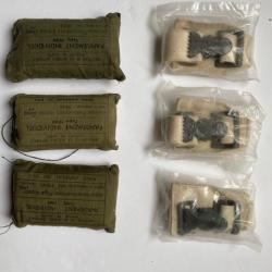 Lot 3 pansements militaires arm&eacute;e fran&ccedil;aise type 49 (Royer-Genay, ann&eacute;e 1952-1954 et 3 agraphes
