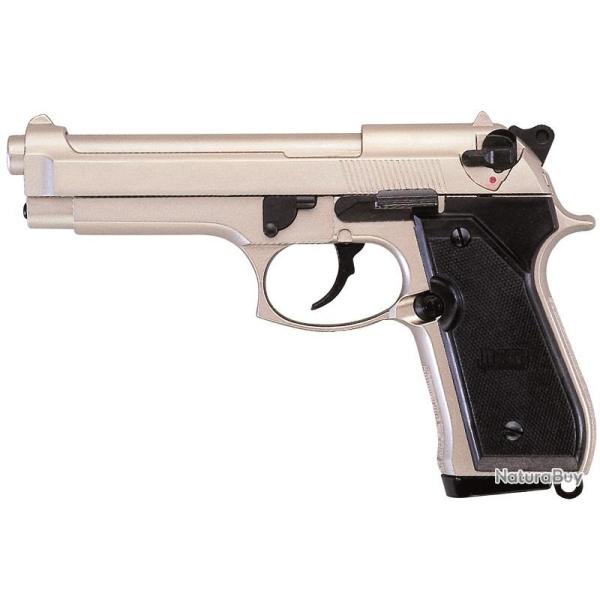 Pistolet Bruni Modele 92 Nickele 9MM Blanc/gaz