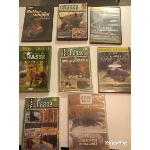 Vend lots de 8 DVD de chasse au sanglier