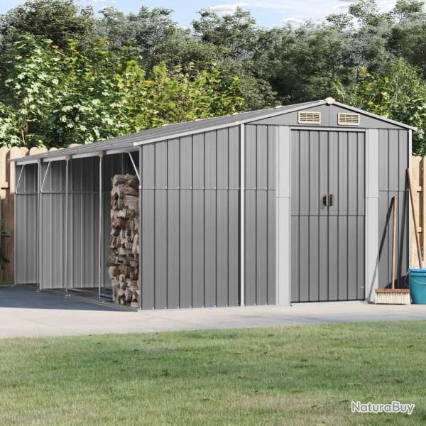 Abri de jardin, en acier galvanis�, gris, 277 � 365,5 � 179 cm
