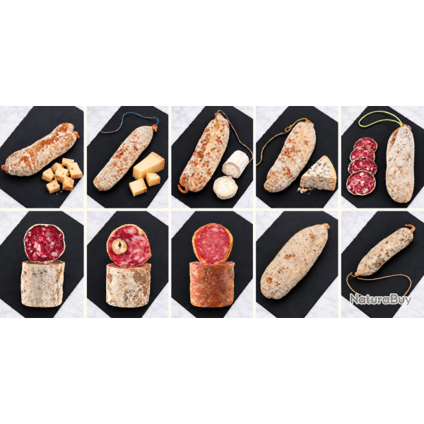 Grand Lot D�couverte - 10 saucissons diff�rents - 1,89 kg 1,890 kg