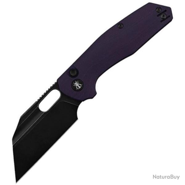 Couteau Ironfly Yolo Lame Acier 14C28N Manche G10 Violet Button Lock IFVF02PL