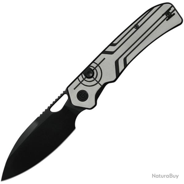 Couteau Critical Strike Neurys Lame Acier C4N3 Manche G10 Gris Button Lock CRSB511GBBF