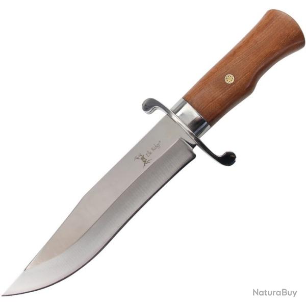 Couteau Fixe Elk Ridge Bowie 1003 Lame Acier 3Cr13 Manche Bois Brun �tui Cuir ER1003